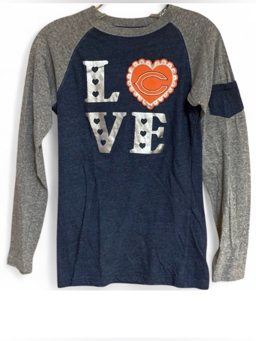 NFL Chicago Bears Girls Youth Large 14/16 Long Sleeve Football Shirt Navy Gray